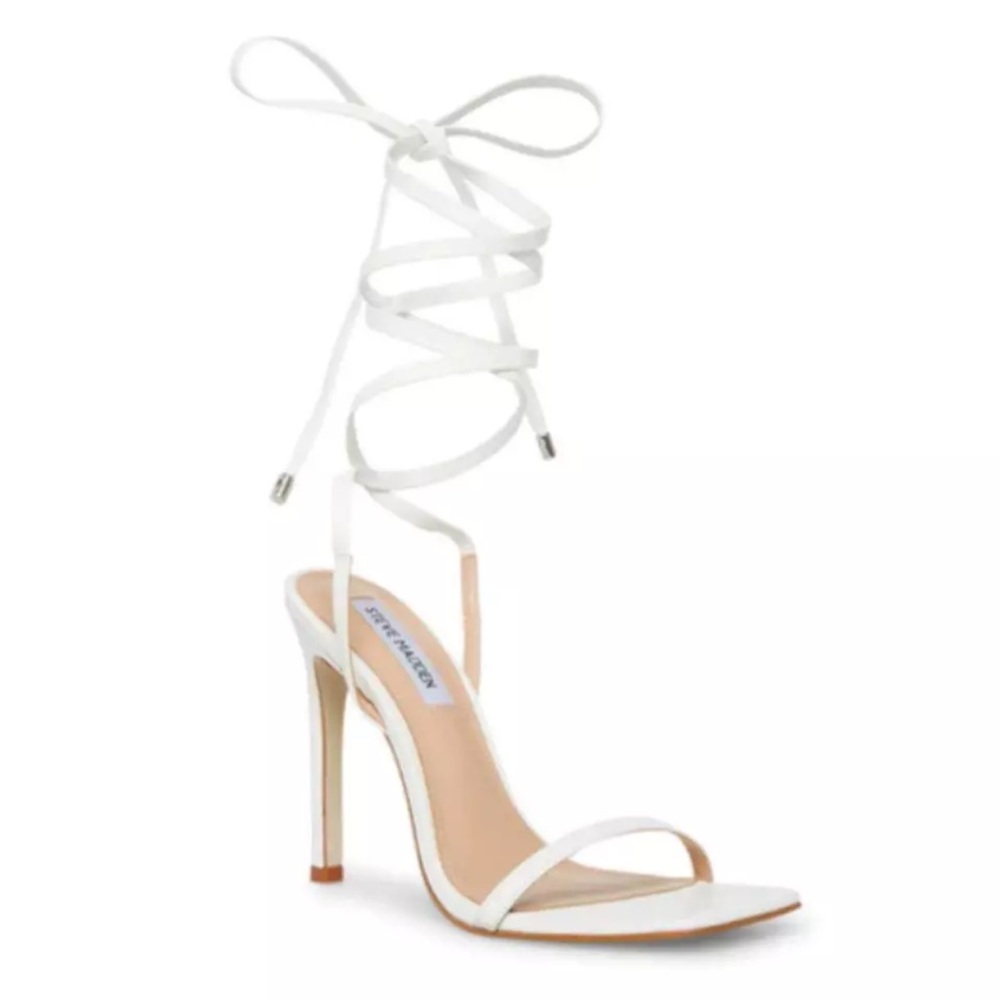 Steve Madden Uplift Lace Up Strappy Heel 7.5 white